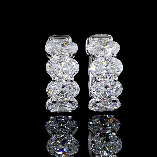 [ER14WHNOV350PEW] 3.59 Cts 14k White Gold Oval Shape Huggies Earring