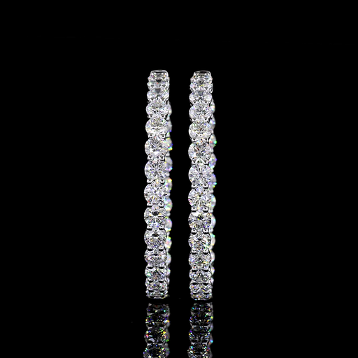 [ER14WHPRD1000P] 10.01 Cts 14k White Gold Round Shape Hoops Earring