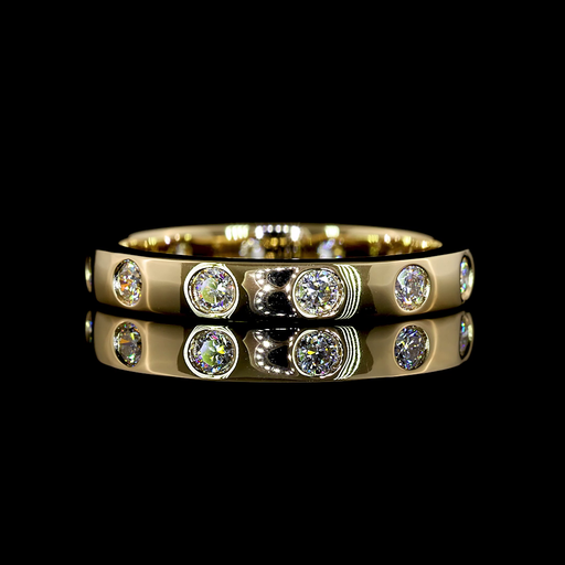 [EB14YRD60F] 0.69 Cts 14k Yellow Gold Round Shape Eternity Band Eternity Band