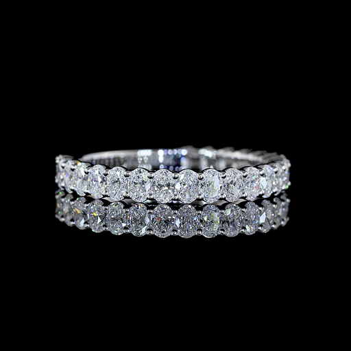 [EB14W3/4OV100PNS] 1.17 Cts 14k White Gold Oval Shape 3/4 Band Eternity Band