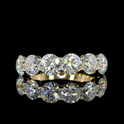[EB14Y7RD400P] 4.02 Cts 14k Yellow Gold Round Shape 7 Stones Eternity Band