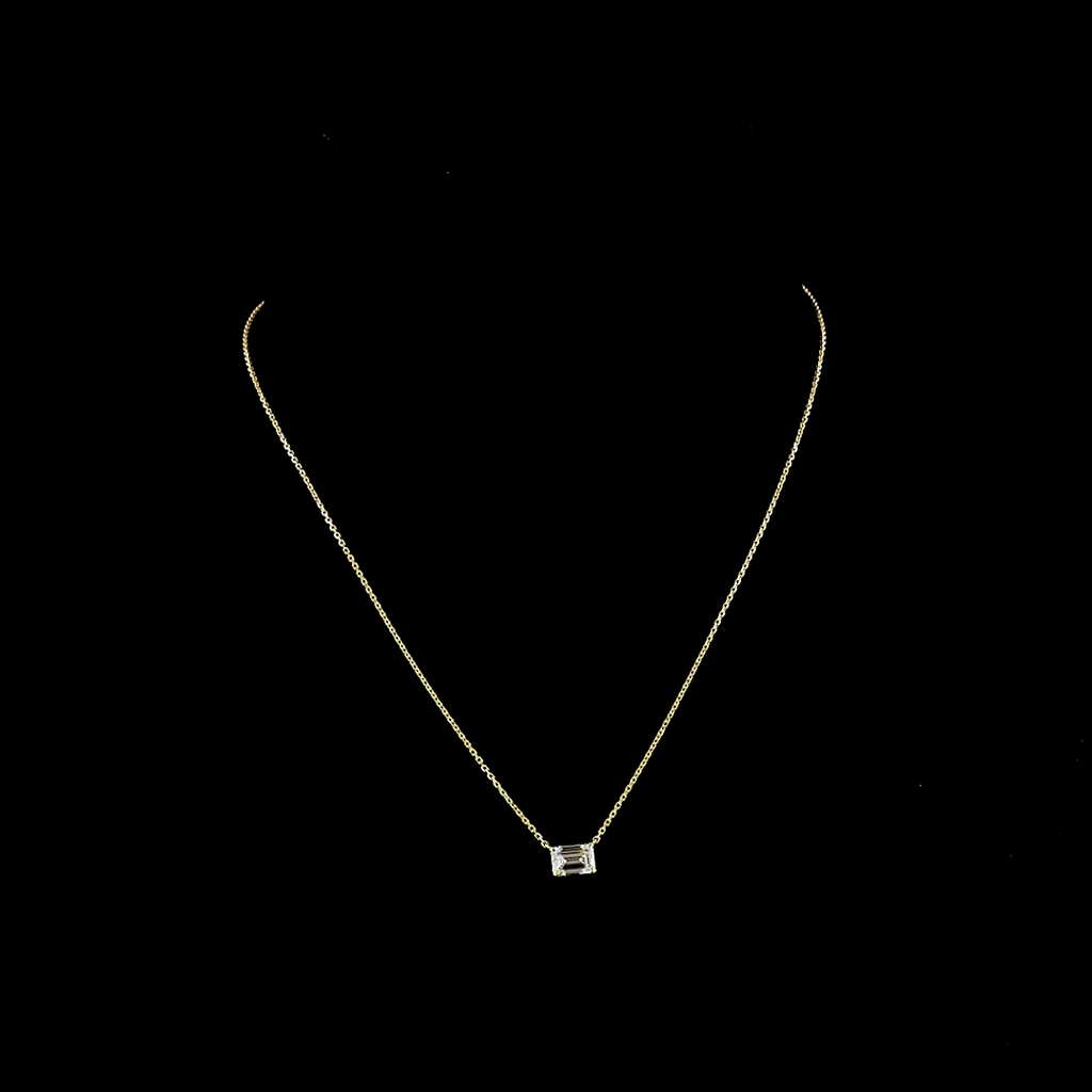 1.05 Cts 14k Yellow Gold Emerald Shape Pendant Pendant