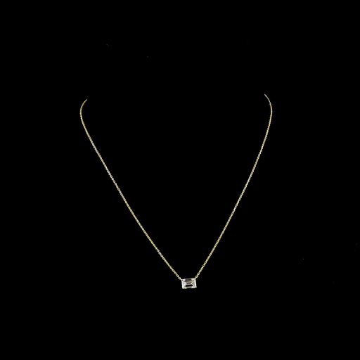 [PD14YEM100PEW] 1.05 Cts 14k Yellow Gold Emerald Shape Pendant Pendant