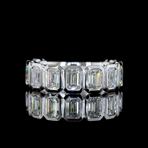[EB14W3/4EM275BNS] 2.96 Cts 14k White Gold Emerald Shape 3/4 Band Eternity Band