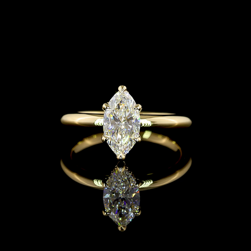 [RG14YHHMQ100RDPNS] 1.11 Cts 14k Yellow Gold Marquise Shape Hidden Halo Ring