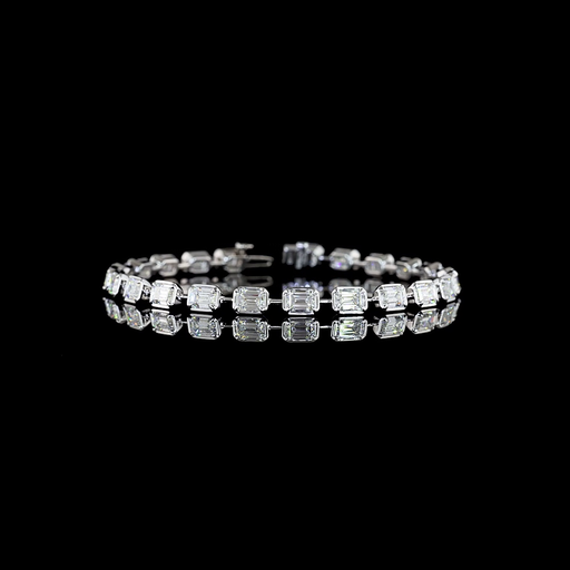 [BC14WSTEM750BEW] 7.7 Cts 14k White Gold Emerald Shape Station Bracelet