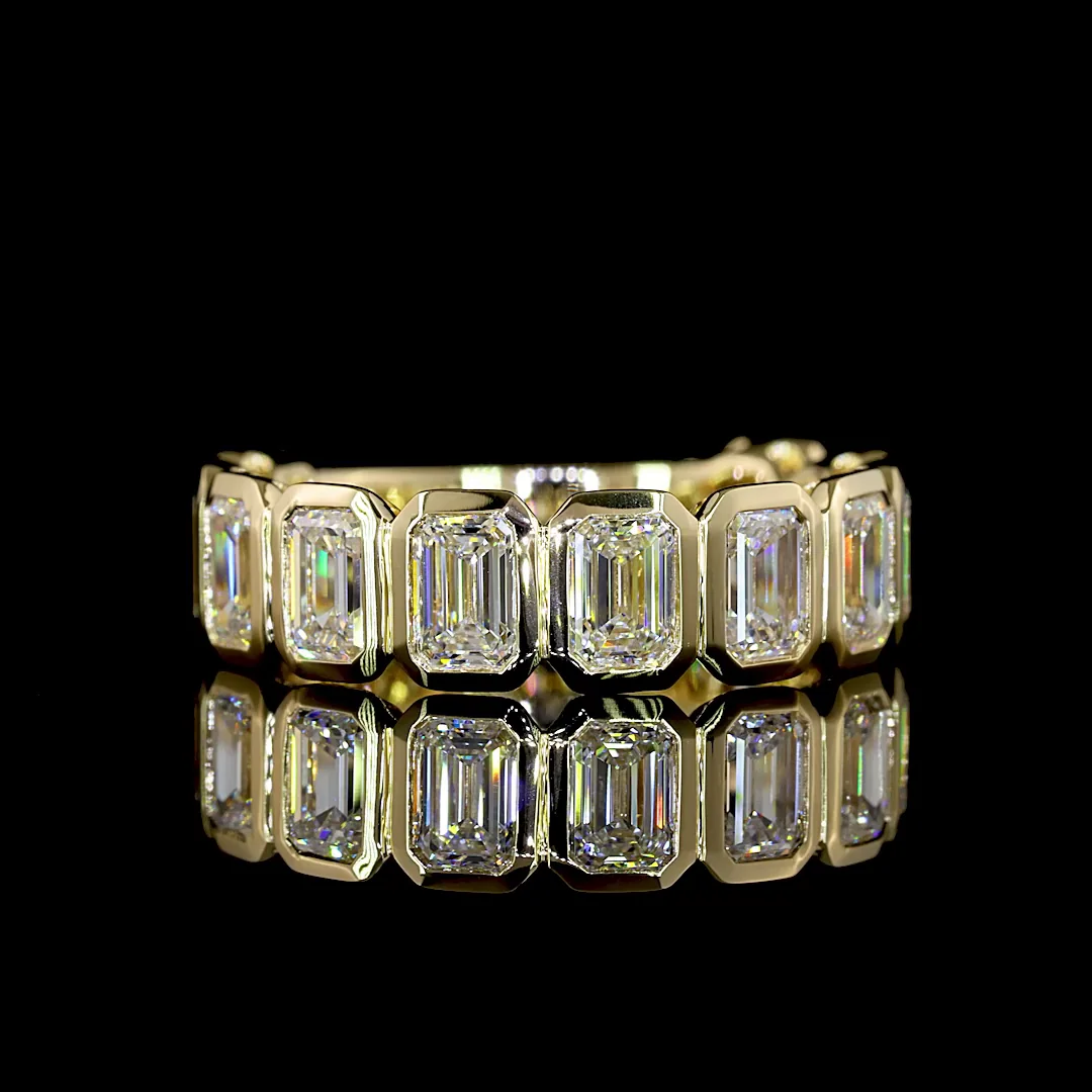 3.09 Cts 14k Yellow Gold Emerald Shape 3/4 Band Eternity Band