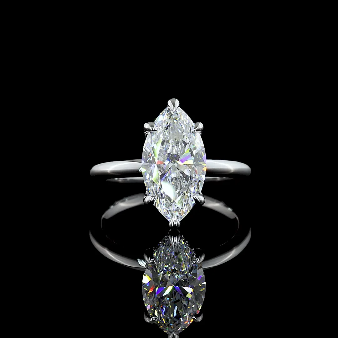 3.15 Cts 14k White Gold Marquise Shape Hidden Halo Ring