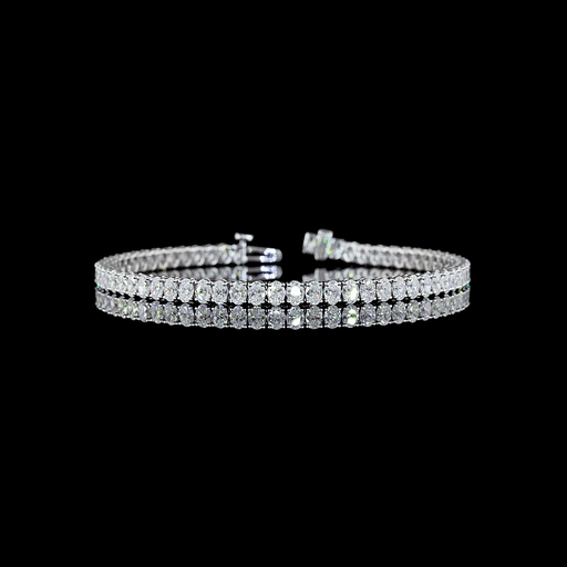 [BC14WTSOV600PNS] 6.04 Cts 14k White Gold Oval Shape Tennis Bracelet