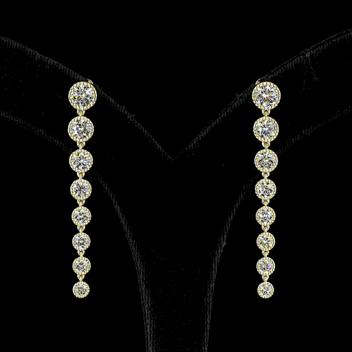 [ER14YHNRD350B] 3.51 Cts 14k Yellow Gold Round Shape Hanging Earring