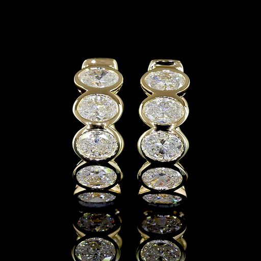 [ER14YHGOV200BEW] 2.03 Cts 14k Yellow Gold Oval Shape Huggies Earring