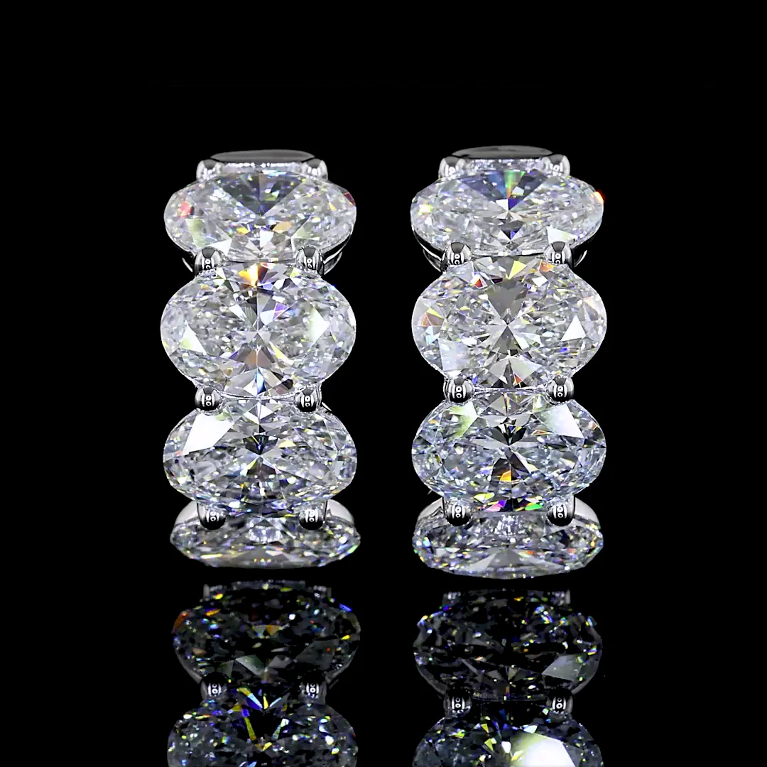 5.18 Cts 14k White Gold Oval Shape Huggies Earring