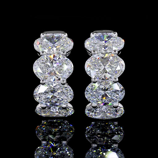 [ER14WHNOV500PEW] 5.18 Cts 14k White Gold Oval Shape Huggies Earring